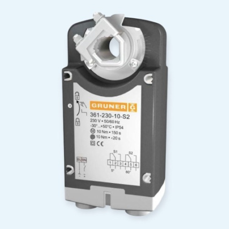 361-024-10 Gruner электропривод с моментом вращения 10 Нм с возвратной пружиной